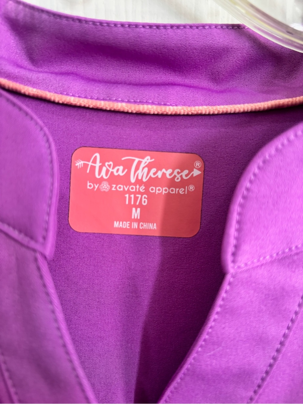 Ava Therese Split-Neck Scrub Top in Bright Purple - Picture 2 of 7